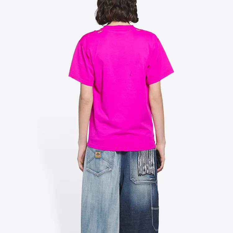 Balenciaga Distressed Small Fit This Is Not Logo T Shirt Pink Black-3