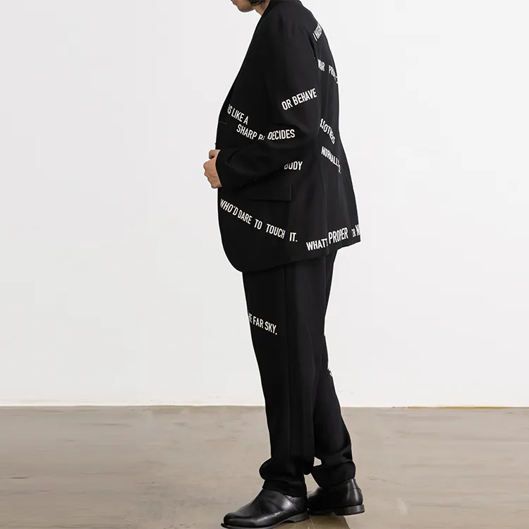 Yohji Yamamoto Slogan pattern Lambswool Blazer-6