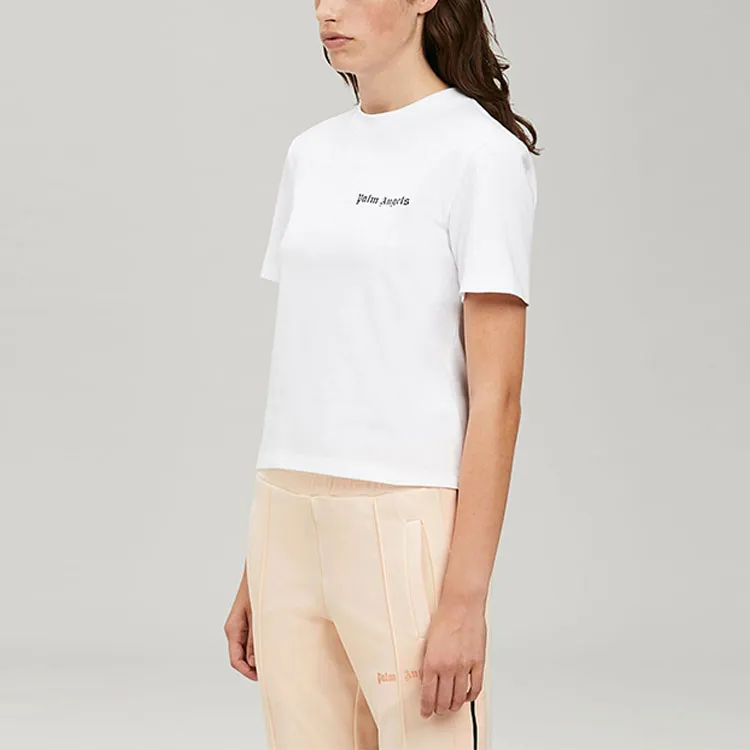 PALM ANGELS Women'ss Logo Fitted T Shirt White/Black-1