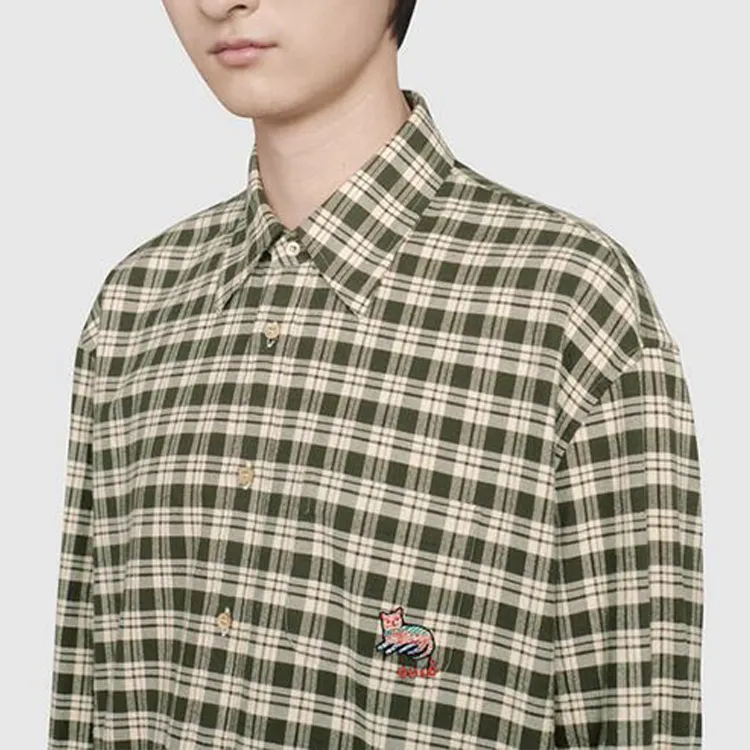 GUCCI Cat patch Checked Shirt-4