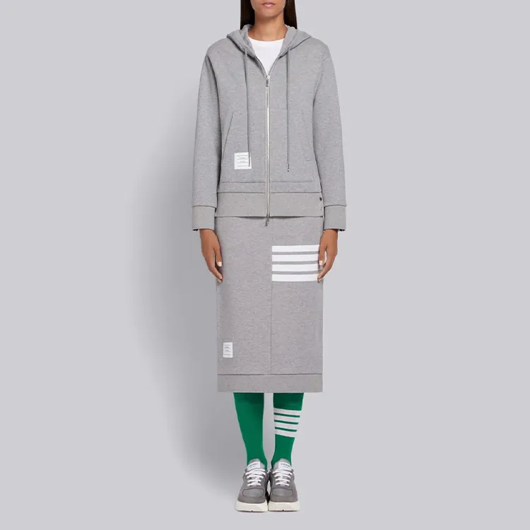 THOM BROWNE Zipped Drawstring Hoodie-2