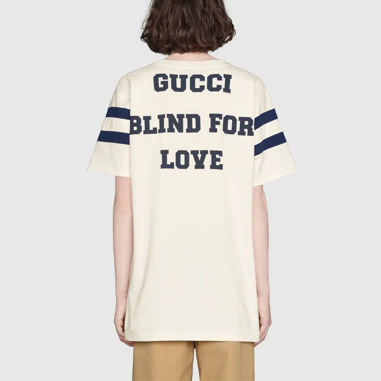 GUCCI SS21 Men Alphabet Pattern Loose Short Sleeve T-shirt White-5