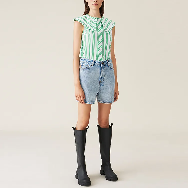 GANNI Shirts Women's White Green-1