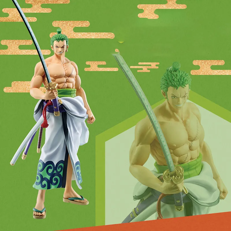 BANPRESTO Roronoa Zoro One Piece Ichiban Kuji Akasuki No Kuni Act 2 C Reward Luffy Tenzo & Enma Bonus Gifts Green-1