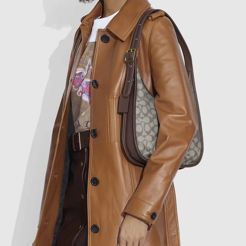 COACH Ergo Leather Shoulder Bag Women's Coffee Brown-3