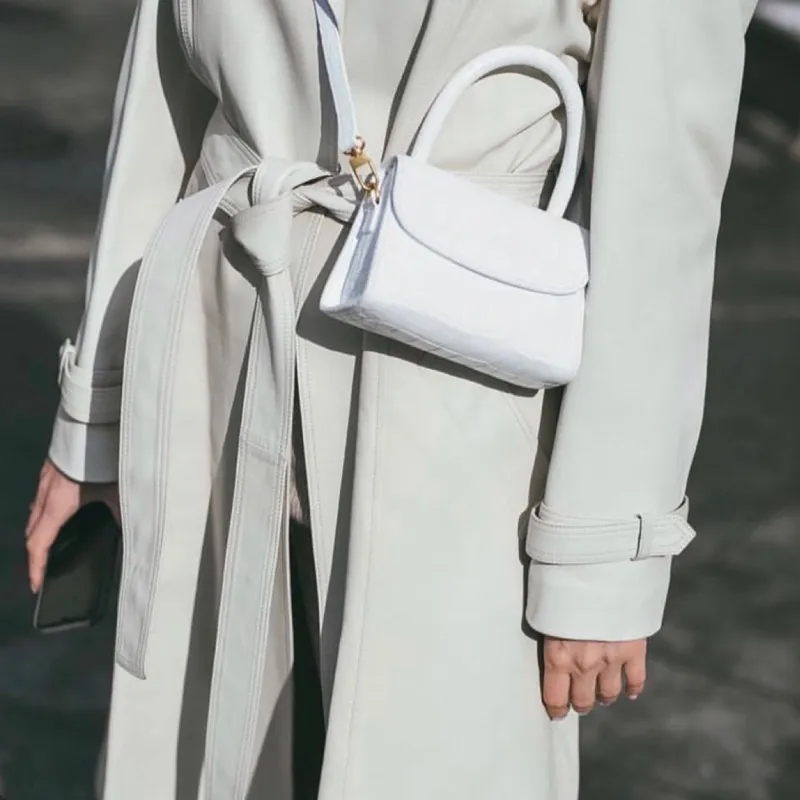 By Far Mini Croco Sheepskin Shoulder Bag Crossbody Bag Small Square Bag Handbag Mini Women's White-2