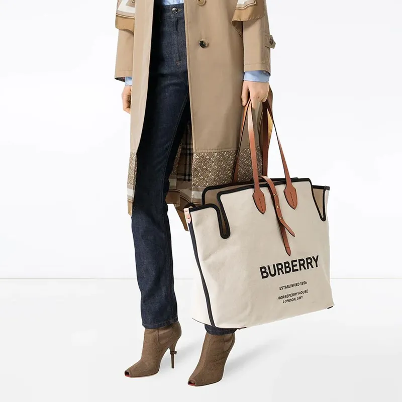 Burberry Horseferry Print Tote Bag Beige/Brown-4