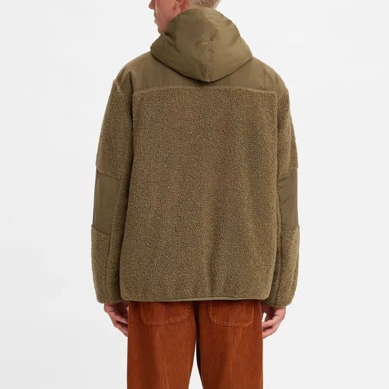 Levis Solid Color Hooded Puffer Jacket Men's Caramel Coffee-3
