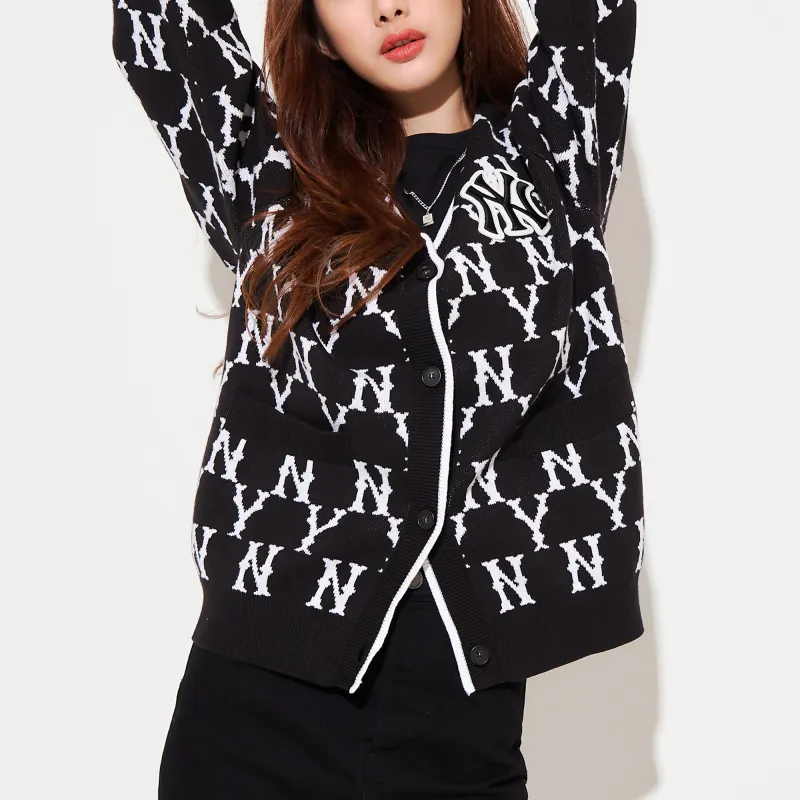 MLB Old Flower Knitwear Unisex Black-4