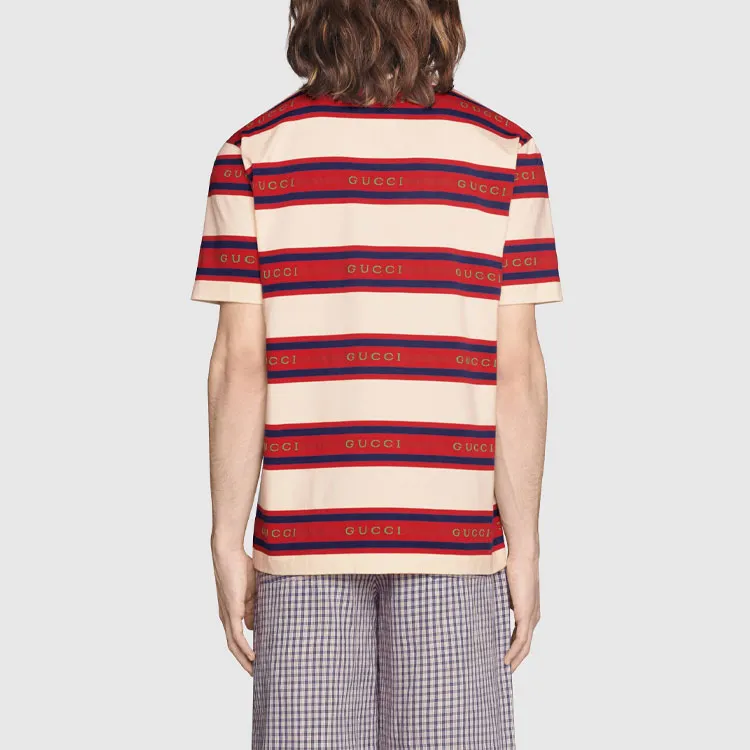 GUCCI Polo Shirt Men's Red White Stripes-2