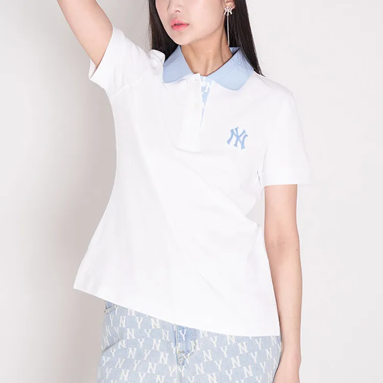 MLB Base Logo Polo Shirt Women's White-2