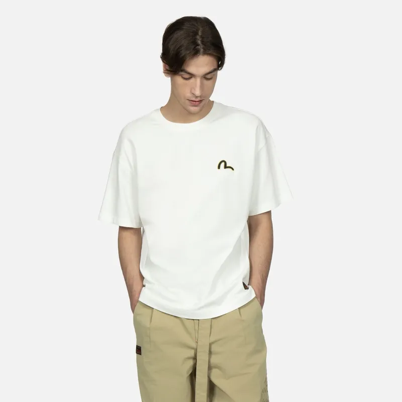 EVISU Drop Shoulder Sleeve T Shirt Men's White-2