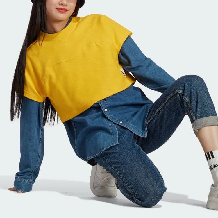 Adidas Crop Tops Women's Yellow-3