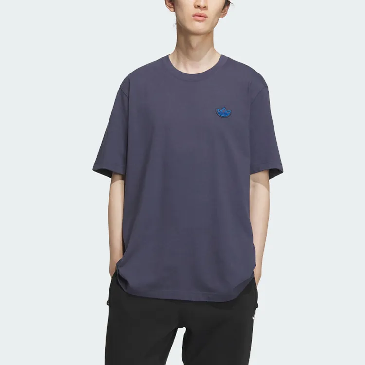 Adidas Originals Drop Shoulder Sleeve T Shirt Men's Dark Navy Blue-2