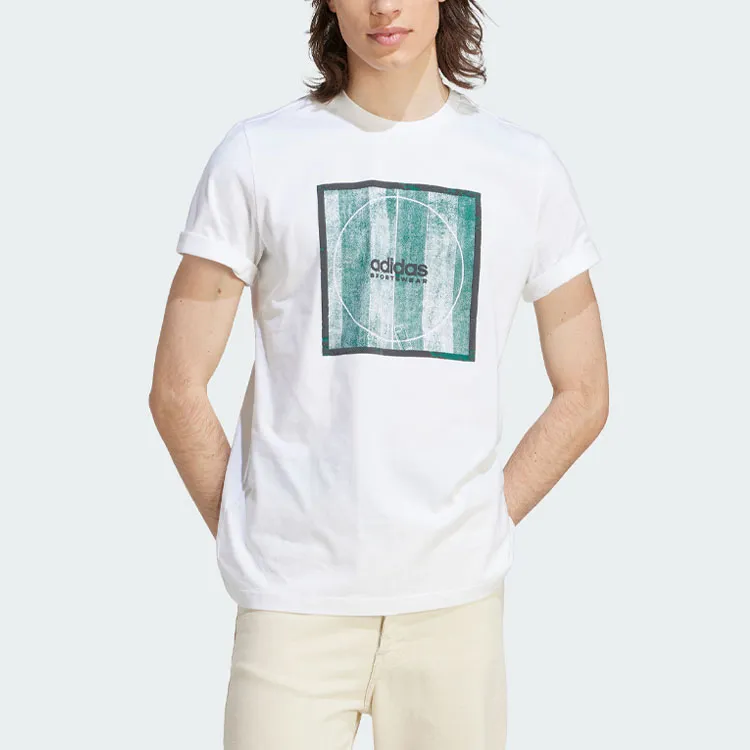 Adidas T Shirts Men White Green-1