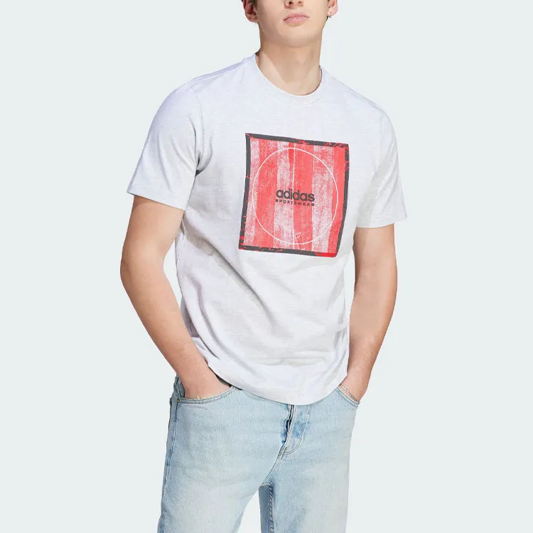 Adidas T Shirts Men Light Heather Gray-2