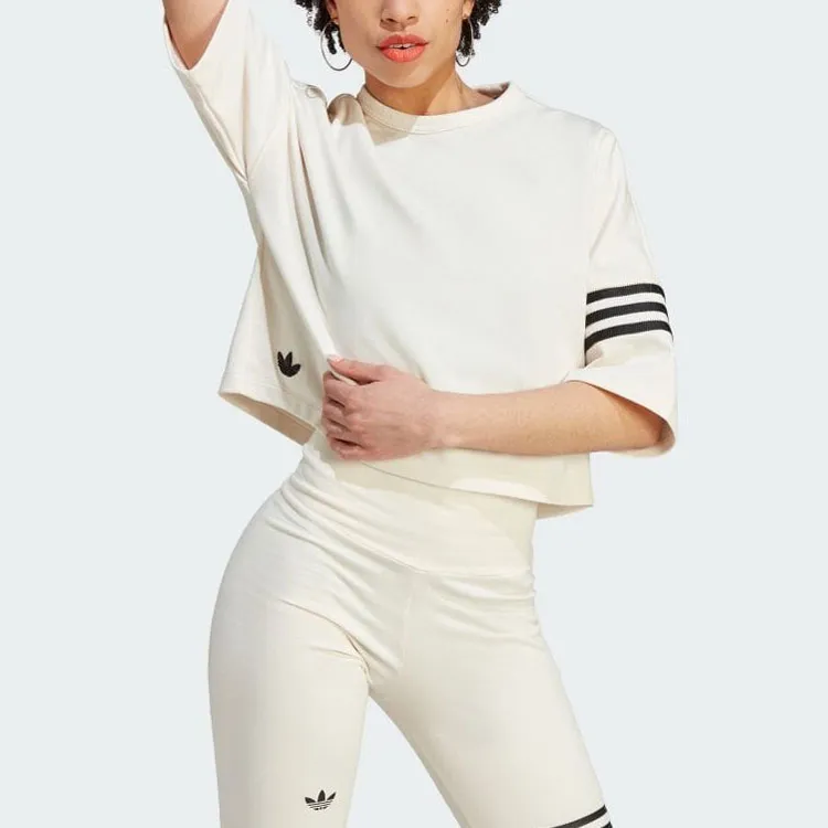 Adidas Originals Trefoil Crop Tops Women's Beige-1