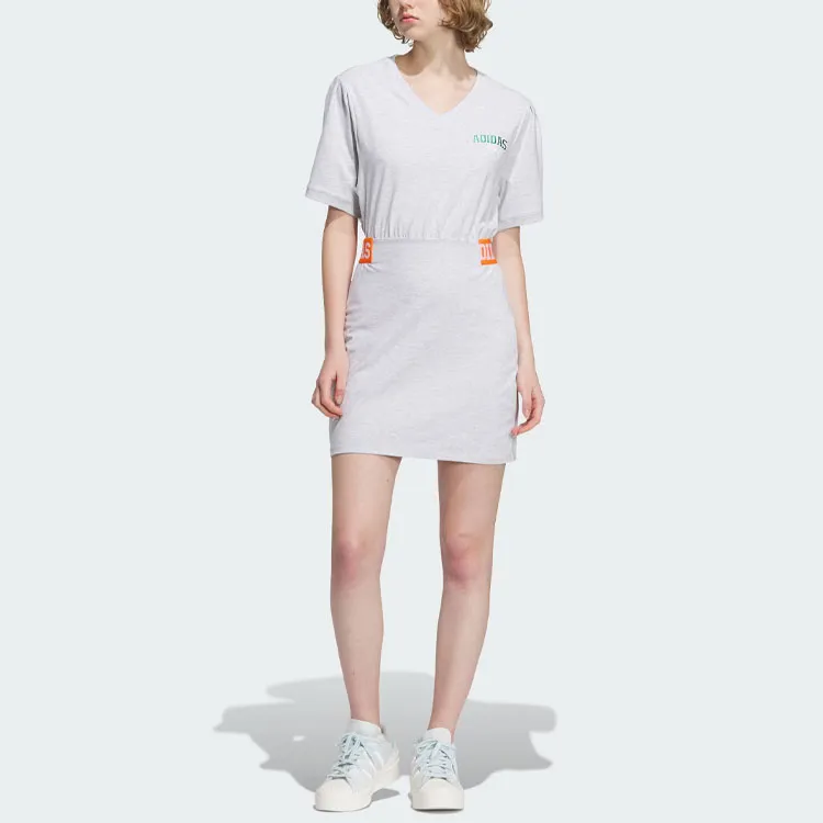 Adidas Originals Short Sleeved Dresses Women's Light Heather Gray-1