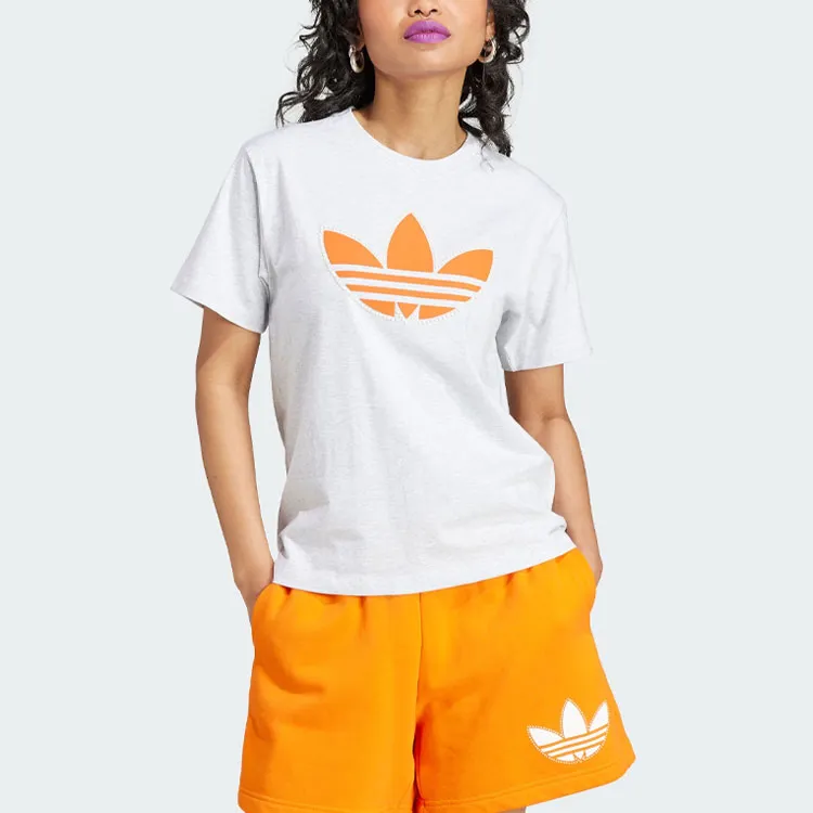 Adidas Originals Trefoil T Shirts Women's Light Heather Gray-1