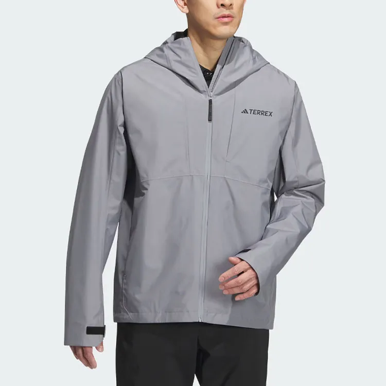 Adidas Waterproof, Windproof, And Breathable Windbreaker Jacket Men's Light Gray-1