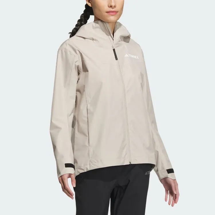 Adidas Waterproof And Windproof Windbreaker Jacket Women's Beige Umber-1