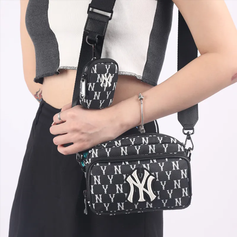 MLB Monogram Collection Polyester Combo Bag Camera Bag Shoulder Bag Crossbody Bag Mini Unisex Black-6