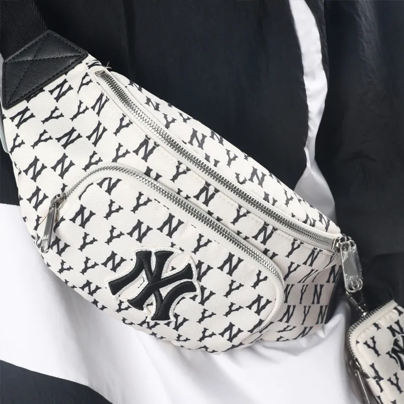 MLB Monogram Collection Polyester Combo Bag Fanny Pack Regular Unisex Black White-11