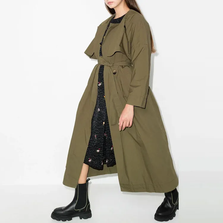 GANNI Trench Coats Women's Green-3