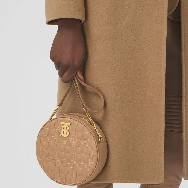 Burberry Louise Quilting Lambskin Round Bag, Shoulder Bag, Crossbody Bag Women's Camel-5