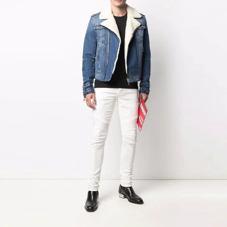 BALMAIN Denim Jackets Men Blue-1