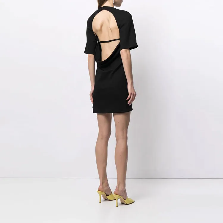 OFF WHITE Short sleeve Backless Dress-1