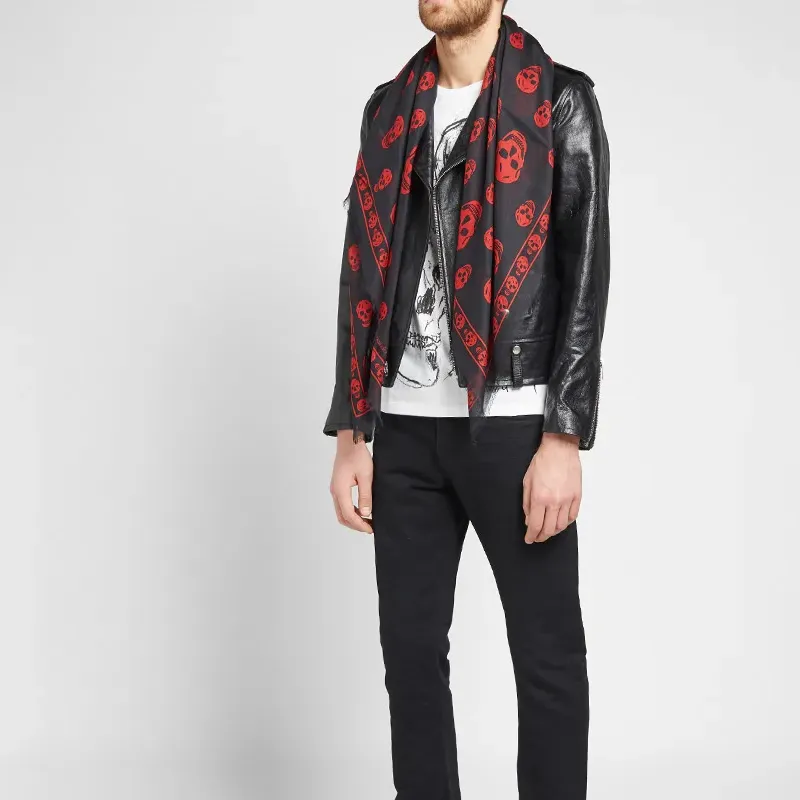 Alexander McQueen All Over Skull Logo Scarf-2