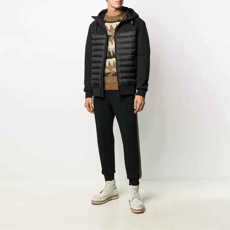 Moose Knuckles Solid Color Hooded Down Jacket Men's Black-1