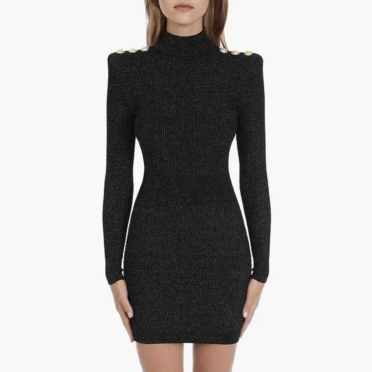 BALMAIN Long-Sleeved Dresses Women's Black-1