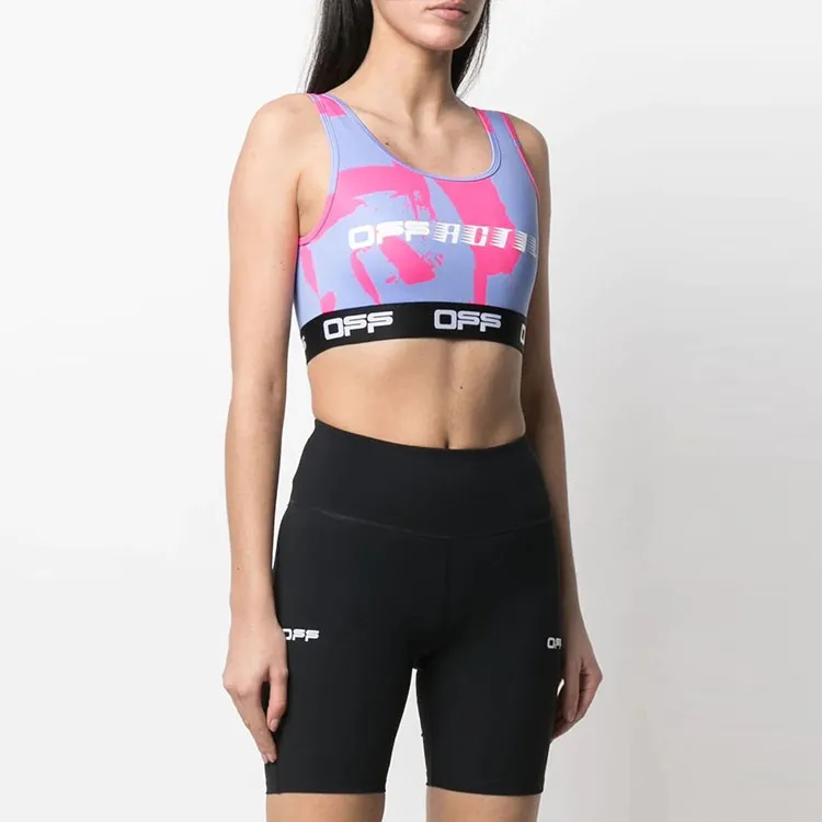 OFF WHITE Logo Print Sports Bra Pink/Purple-1