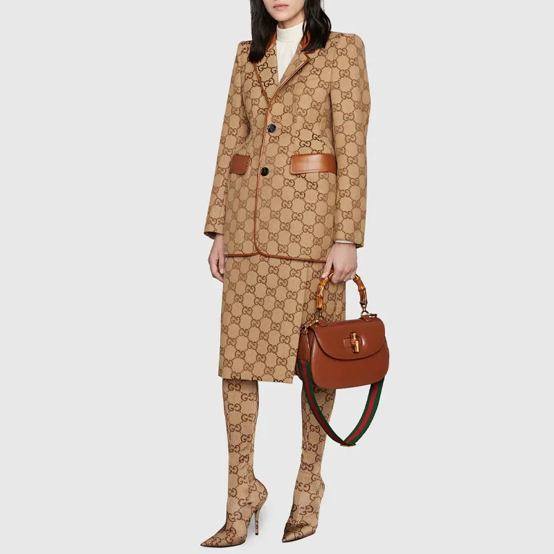 GUCCI Leather Shoulder Bag, Crossbody Bag, Handbag Trumpets Women's Brown-9