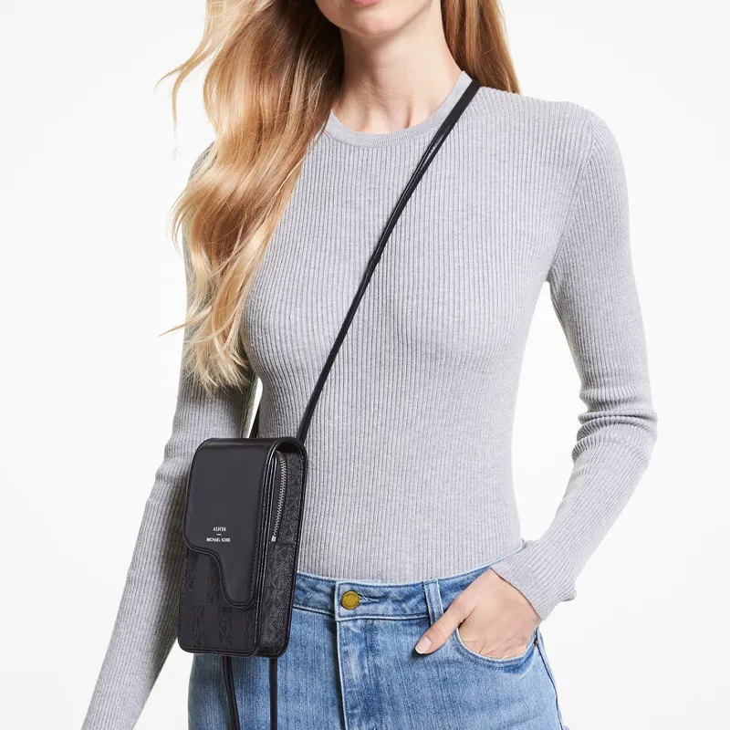 MICHAEL KORS ASHYA Collaboration Cow Leather Crossbody Bag Cell Phone Pouch Fanny Pack Regular Unisex Black-2