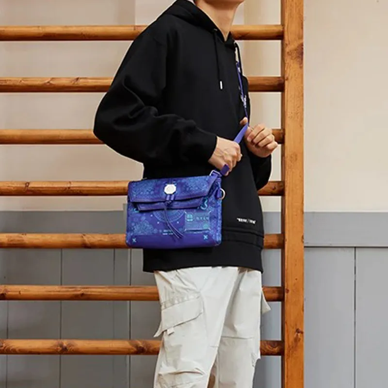LiNing Fabric Shoulder Bag, Crossbody Bag Regular Unisex Fluorescent Blue Purple-3