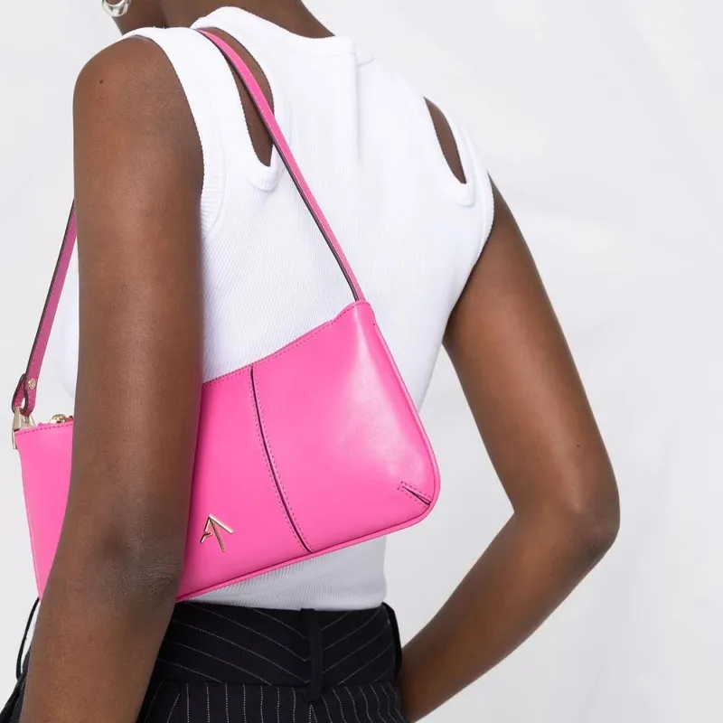 Manu Atelier Calfskin Shoulder Bag Women's Pink-3