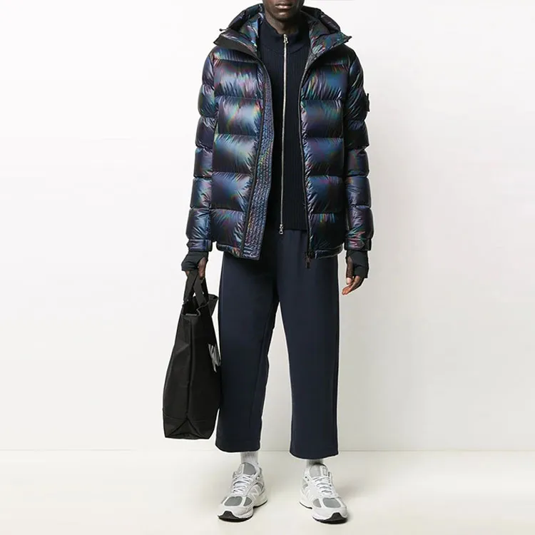 Moncler Solid Color Hooded Down Jacket Men's Dark Blue-2