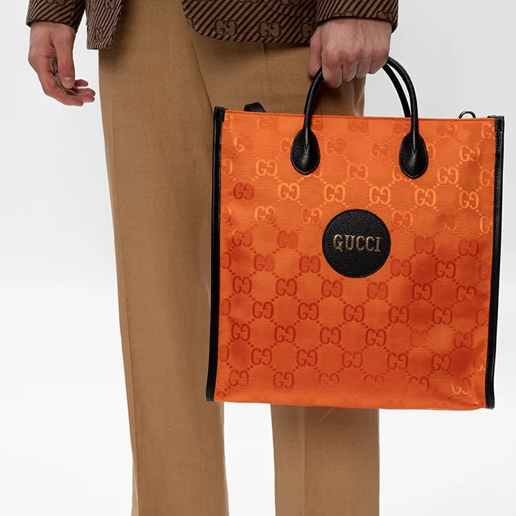 GUCCI Off The Grid Leather Shoulder Bag, Crossbody Bag, Handbag Unisex Orange & Black-6