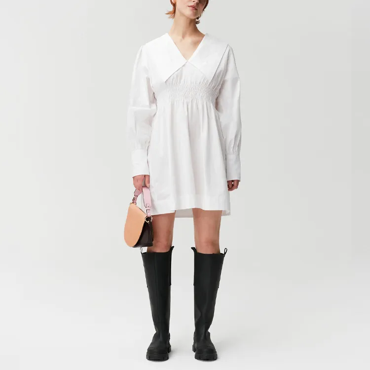 GANNI Long Sleeved Dresses Women's White-2