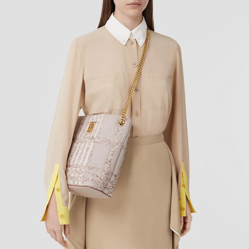 Burberry Lola Bag Sheepskin Bucket Bag, Handbag, Shoulder Bag Women's Natural-8