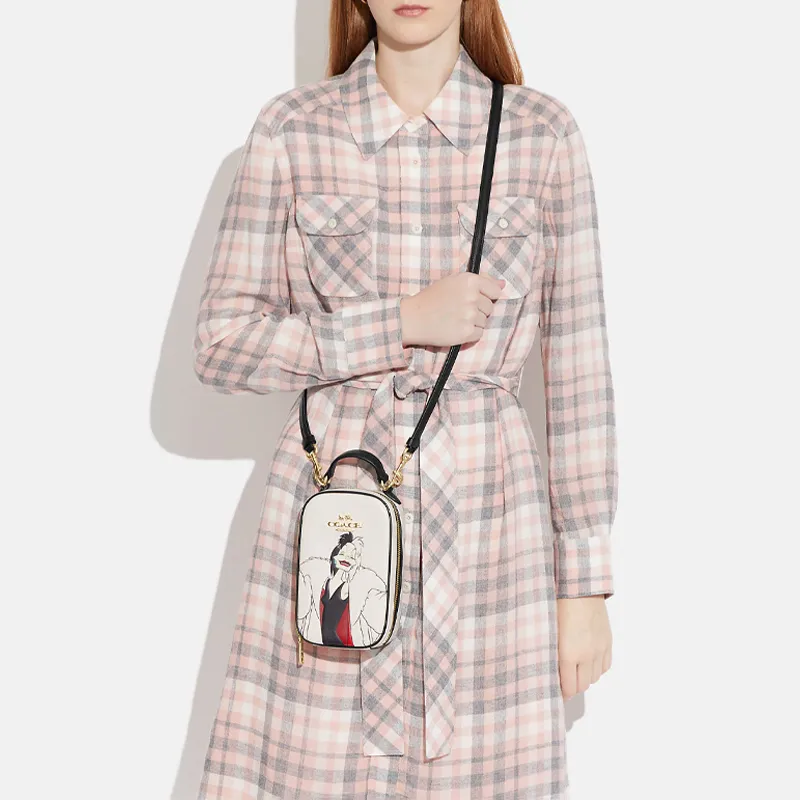 COACH Disney Collaboration Eva Cow Leather Handbag Shoulder Bag Crossbody Bag Small Size Women's White-4
