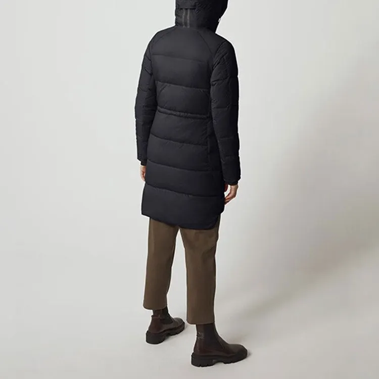 Canada Goose Alliston Series FW22 Solid Color Hooded Fitted Moderate Mid Length Down Jacket Women's Dark Blue-2