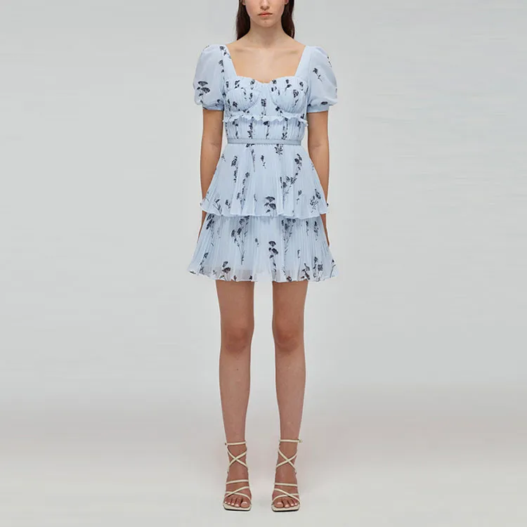 Self portrait SS22 Short Sleeved Dresses Women's Blue-2