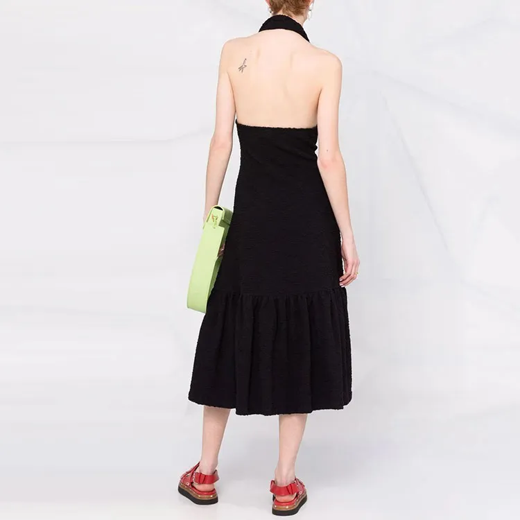MSGM Textured Midi Halterneck Dress-2