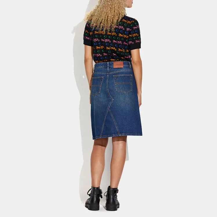 COACH Denim Short Skirts Women's Blue-2