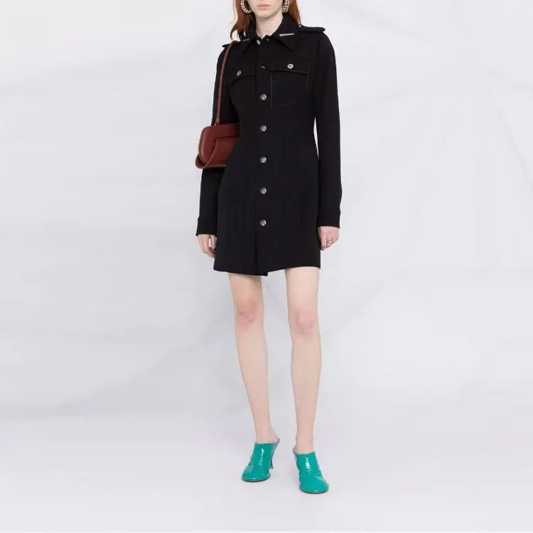 Bottega Veneta Structured Buttoned Mini Shirt Dress-2