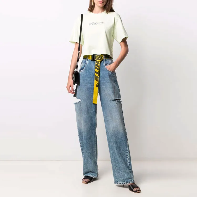 OFF-WHITE SS21 Crop Tops Women's Beige Yellow-1